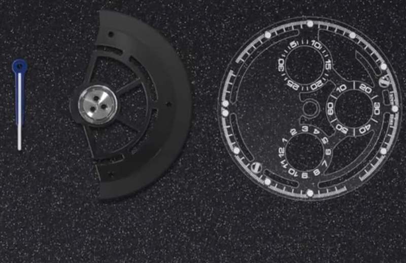 手表換上藍寶石水晶面盤、自動盤鏤空并鍍黑，連指針也換了造型與顏色。 （Source：SKELETON CONCEPT）