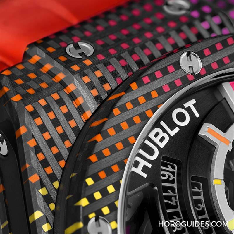 HUBLOT - 為碳纖維表殼編織出彩虹色調(diào)：HUBLOT MP-09雙軸陀飛輪5天動(dòng)力儲(chǔ)存腕表