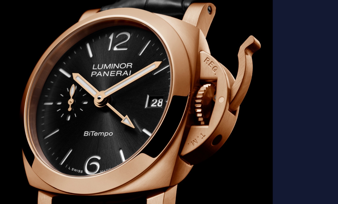 以Goldtech貴金屬材質入作! 沛納海Luminor Quaranta BiTempo腕表再添一延伸新作PAM01641-復刻表