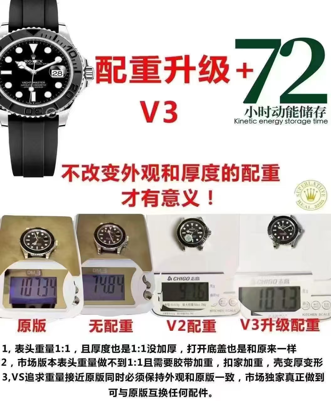 VS廠勞力士白金游艇226659 V3配重版精細(xì)測評(重量148克)-復(fù)刻表